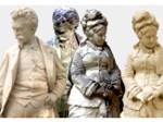 Comparison of the two sculptures before and after restoration.